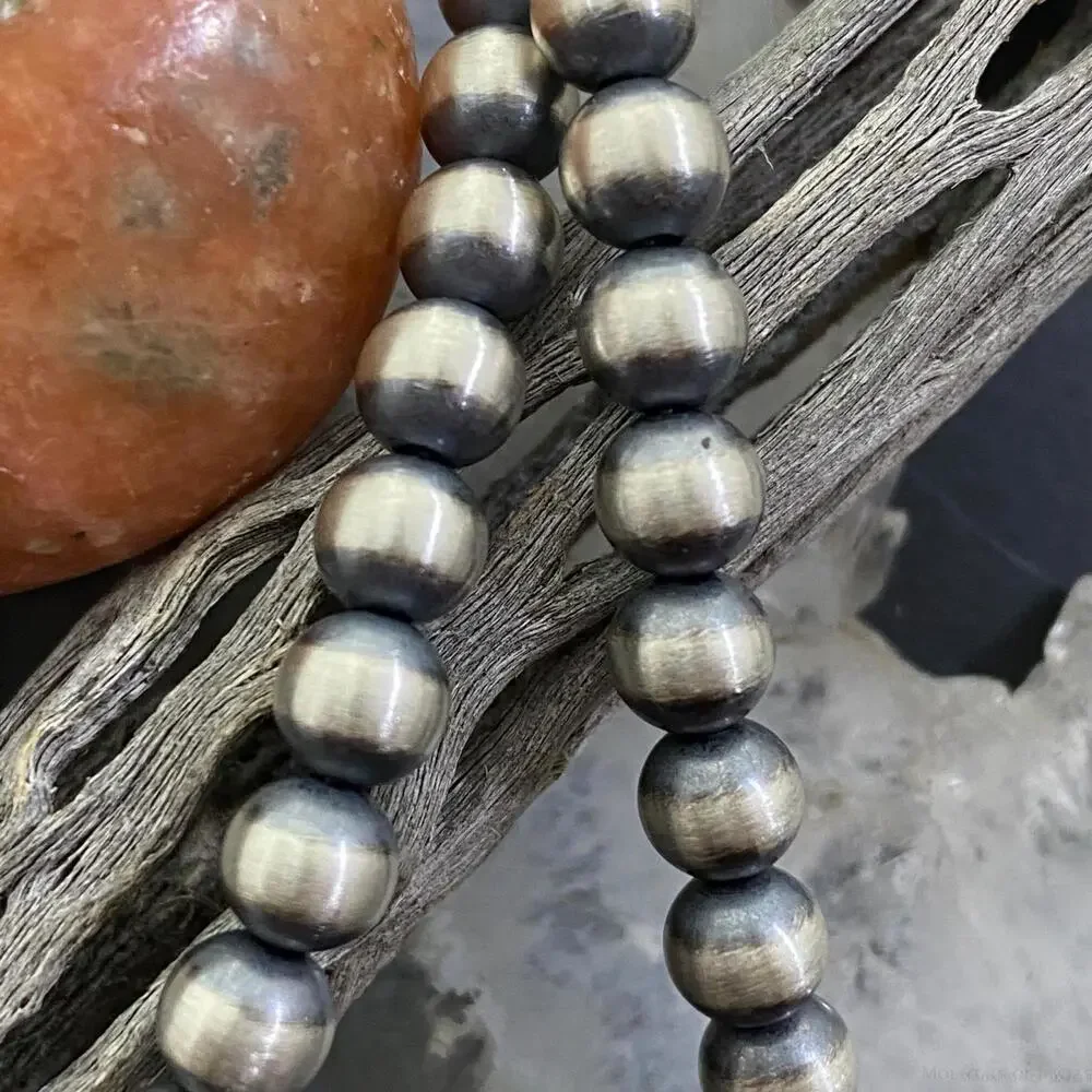 Navajo Pearl Beads 6 mm Sterling Silver Necklace Length 16